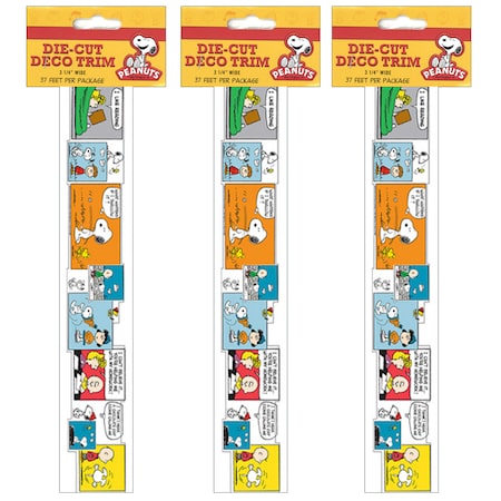 Eureka Peanuts Comic Blocks Extra Wide Die Cut Deco Trim, 37 Feet/Pack, PK3 845072